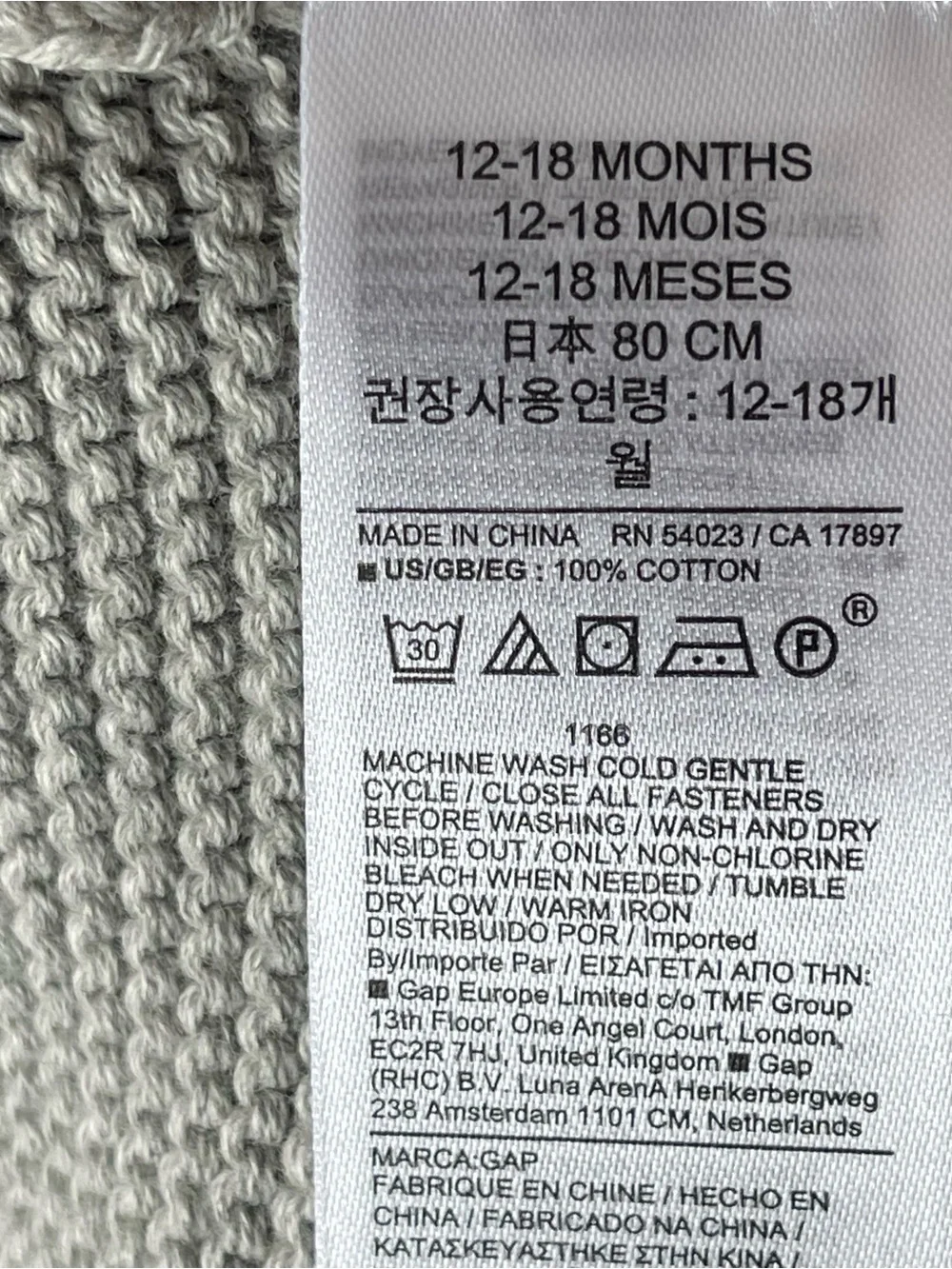 NWT Baby Gap Grey Garter Textured Knit 2pc Set Cardigan & Overalls Size 12-18M